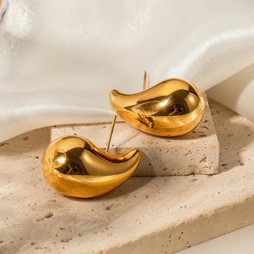 Chunky Huggie Hoop Earrings — Stainless Steel · PS292