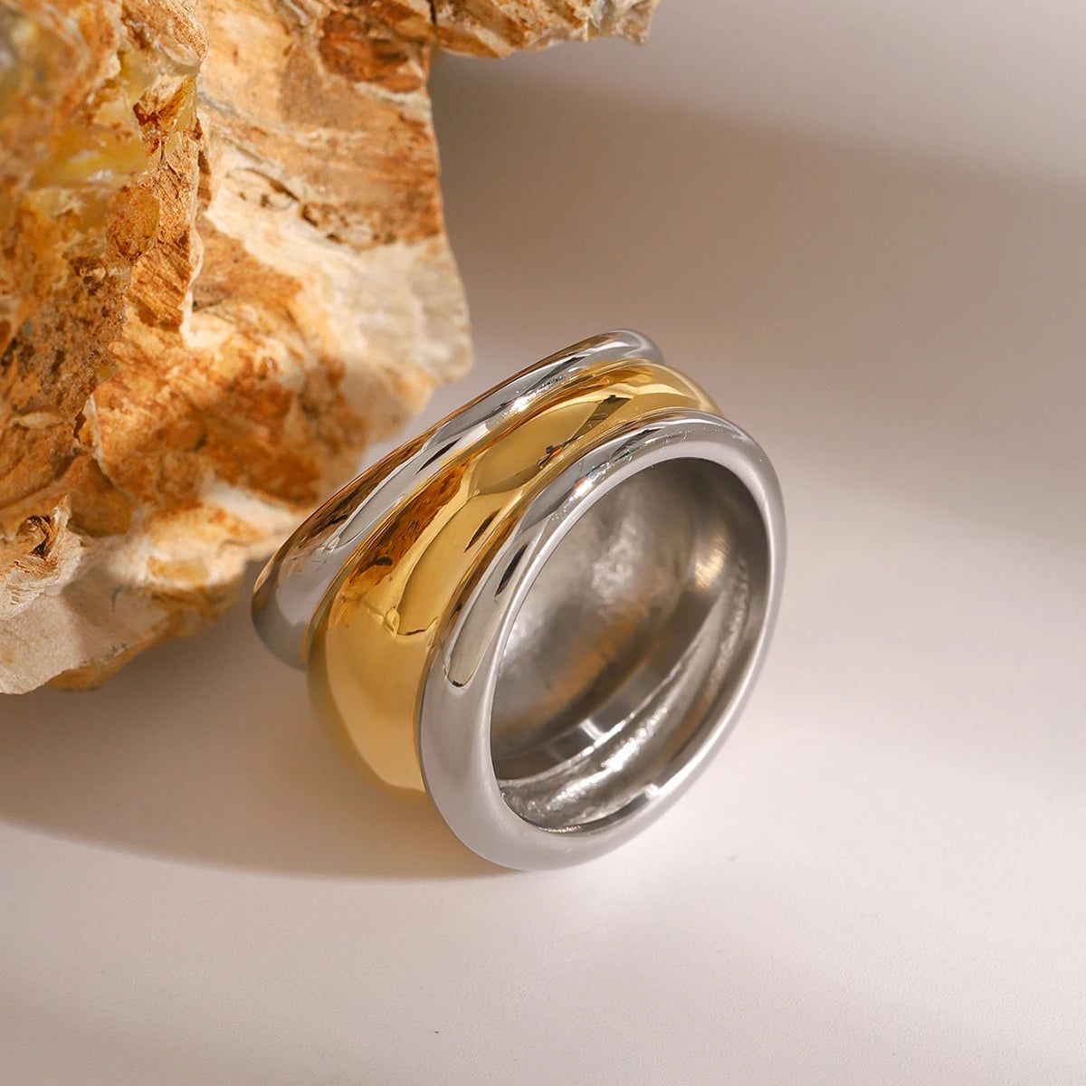 Chunky Dome Ring Stack — Stainless Steel · PS274