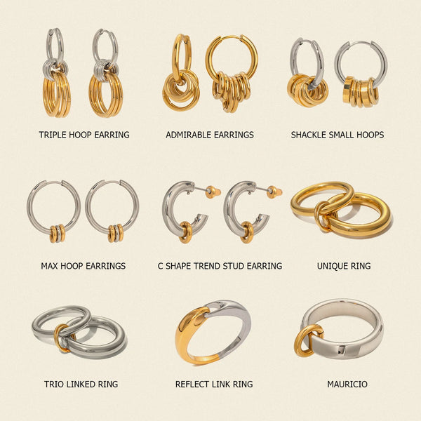 Mixed Hoop Earrings — Stainless Steel · PS096