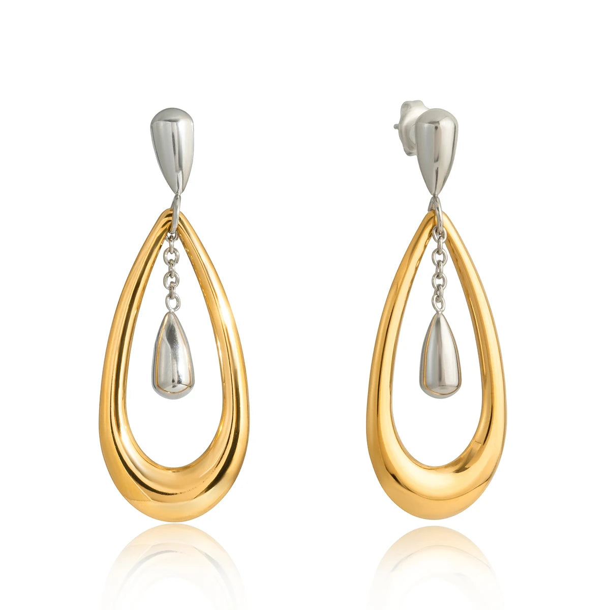 Teardrop Hoop Earrings — Stainless Steel · PS117