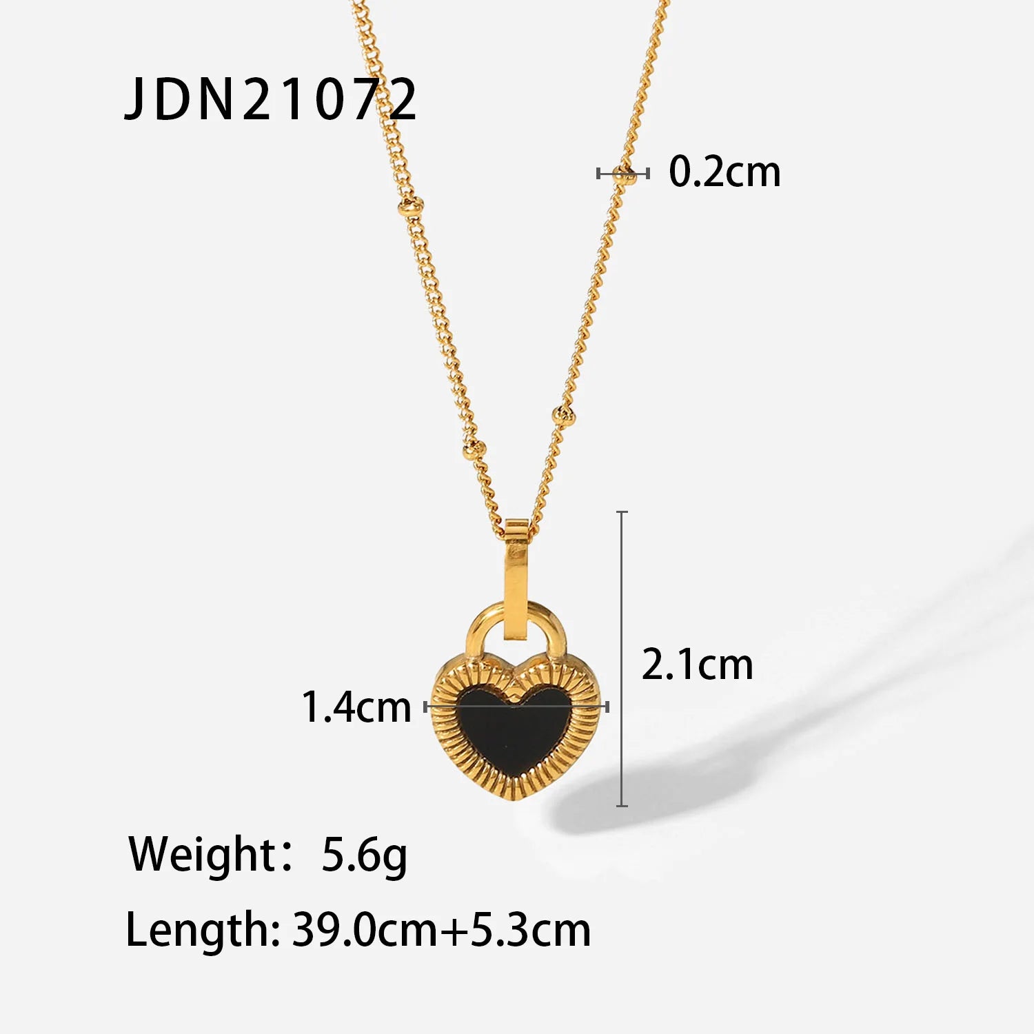 Black Heart Pendant Necklace — Stainless Steel · PS148