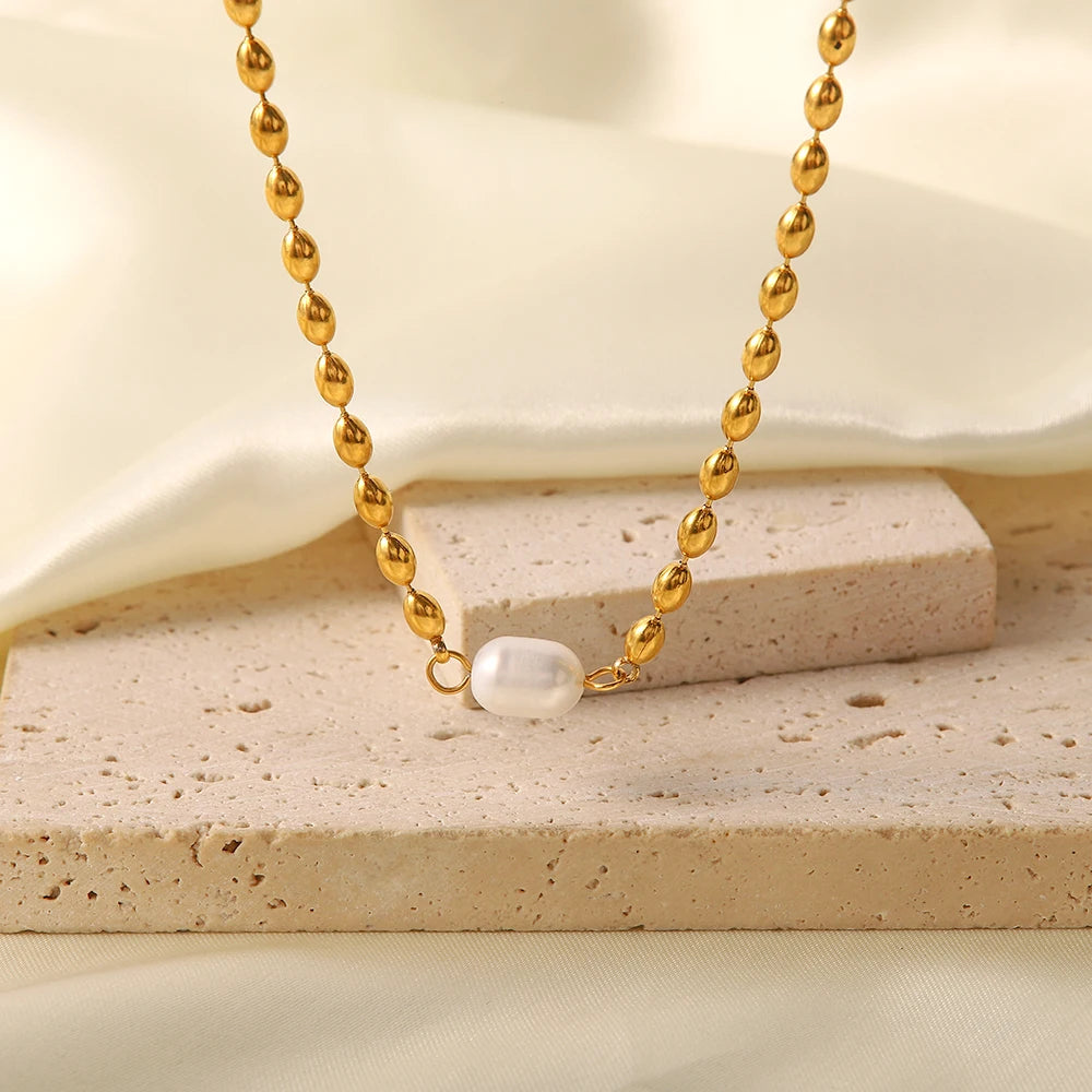 Pearl Bead Bracelet — Stainless Steel · PS330