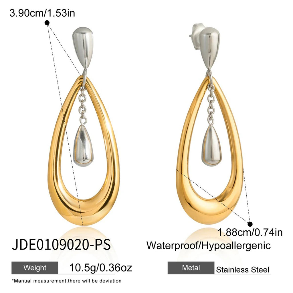 Teardrop Hoop Earrings — Stainless Steel · PS117
