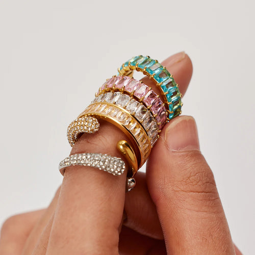 Chunky Mixed Ring Stack — Stainless Steel