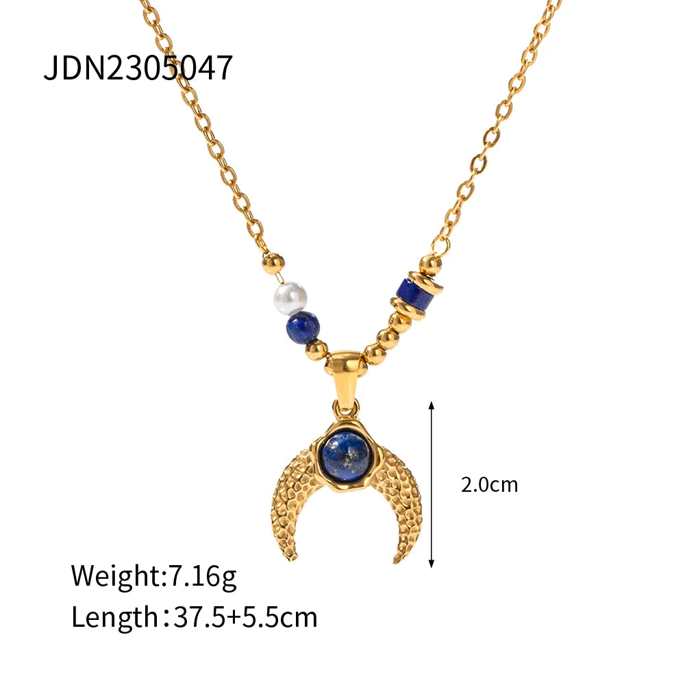 Pearl Coin Charm Necklace — Stainless Steel · PS173