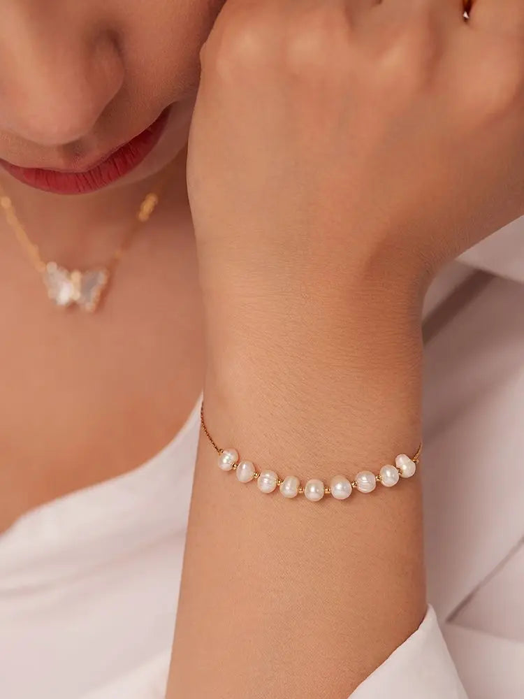 Pearl Toggle Bracelet Stack — Stainless Steel · PS029
