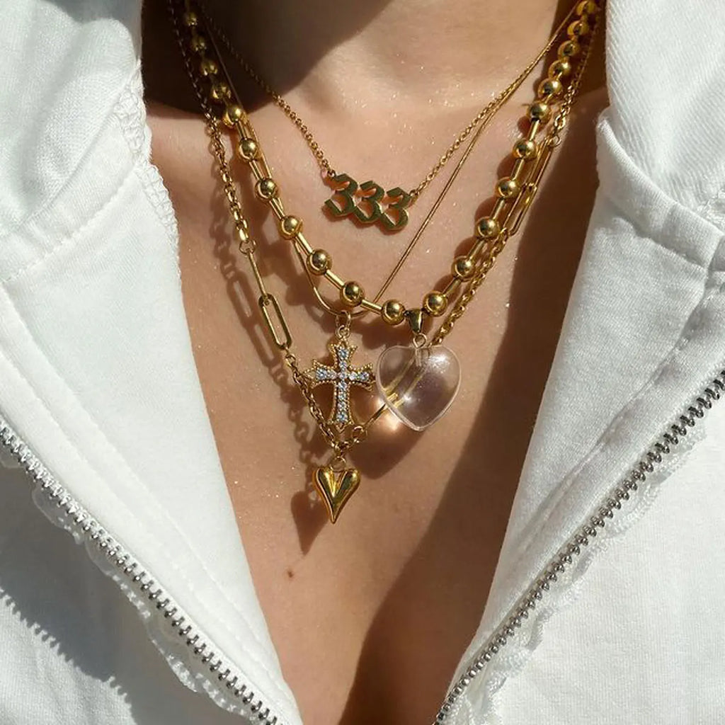 Layered Heart Necklace — Stainless Steel · PS152