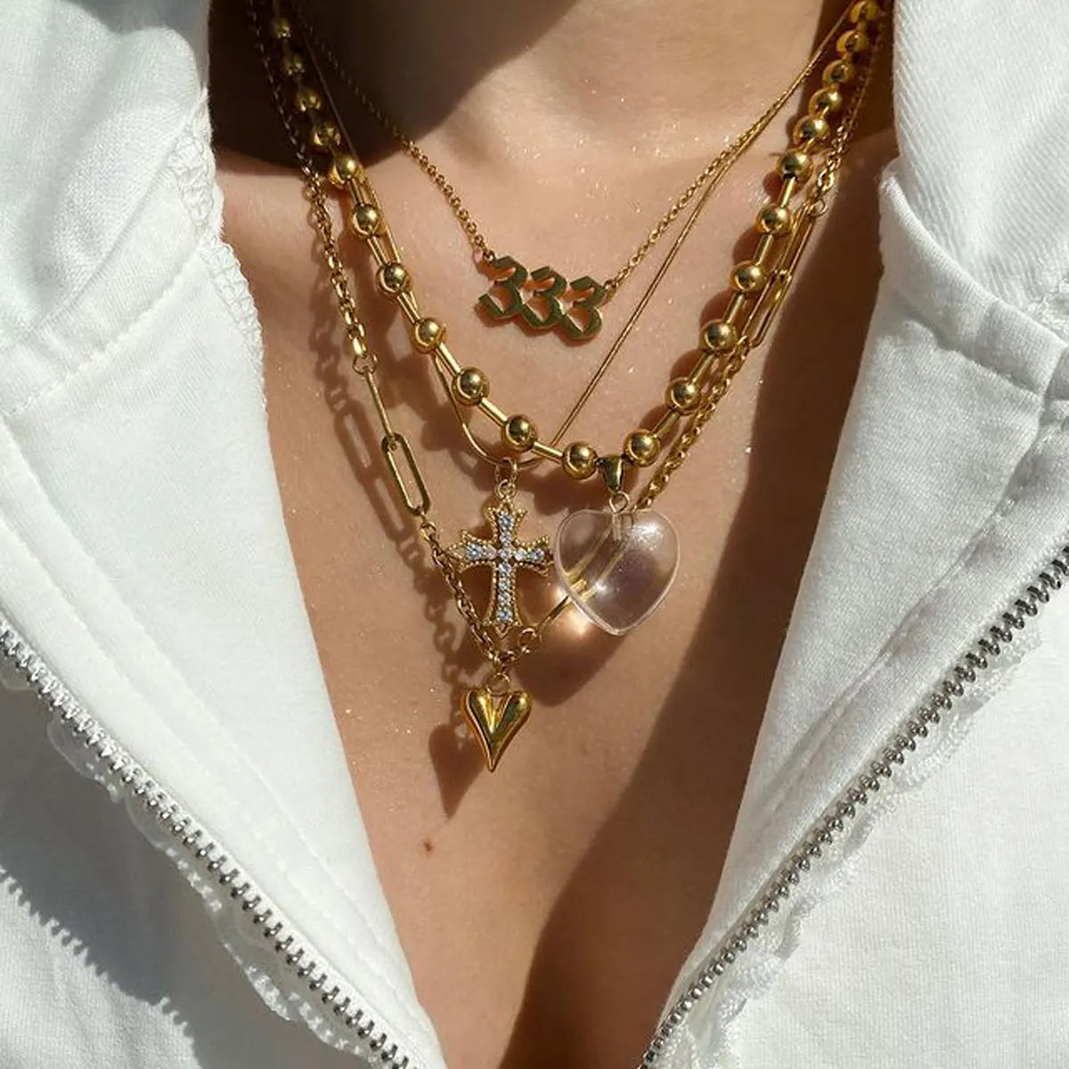 Layered Heart Necklace — Stainless Steel · PS152
