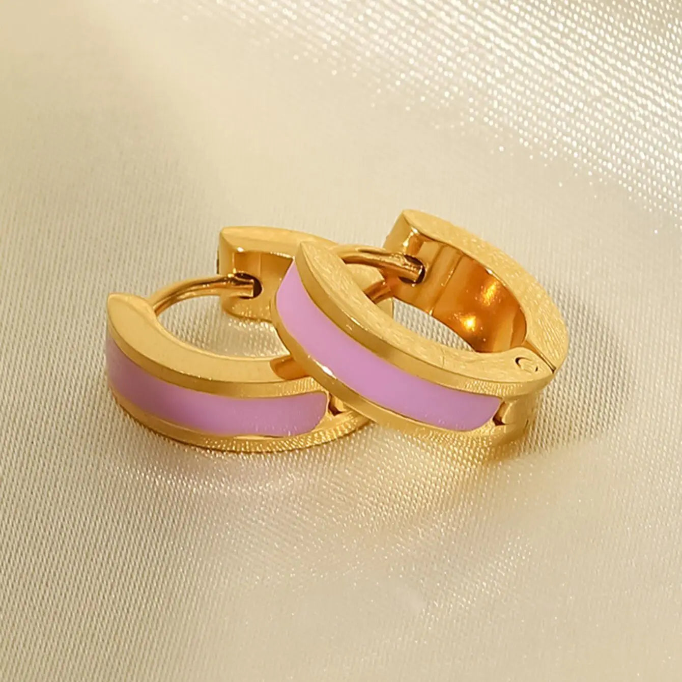 Color Enamel Round Stud Earrings — Stainless Steel · PS295
