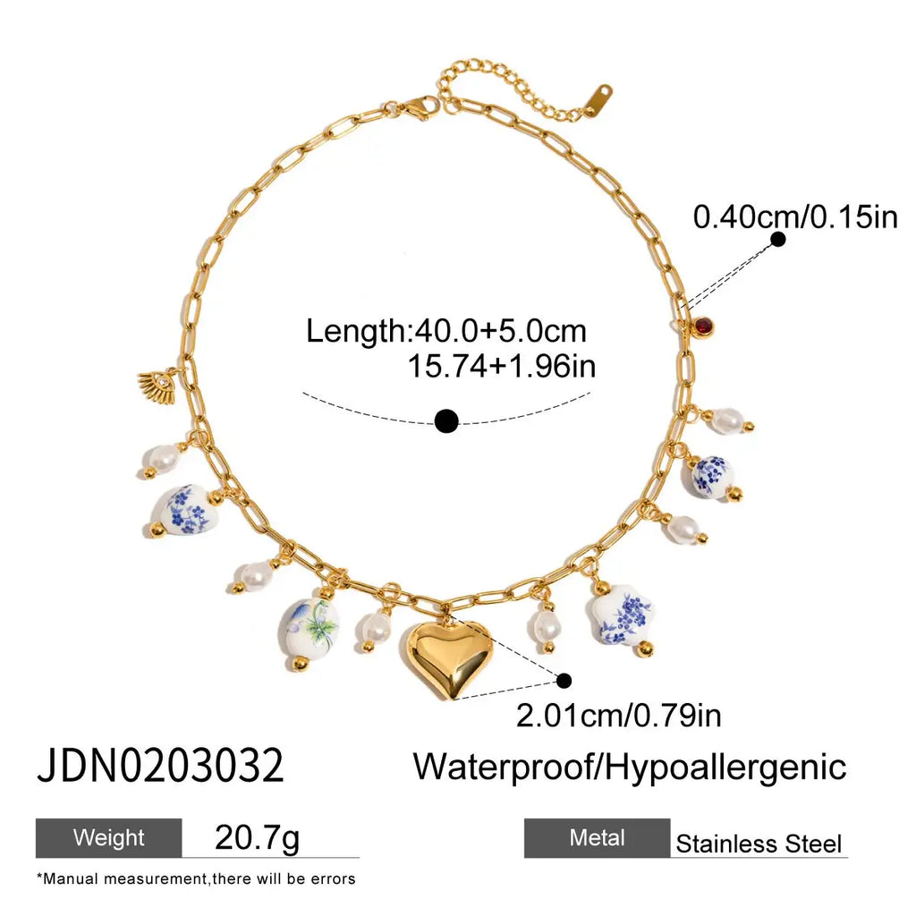 Starfish Conch Pearl Necklace — Stainless Steel · PS346