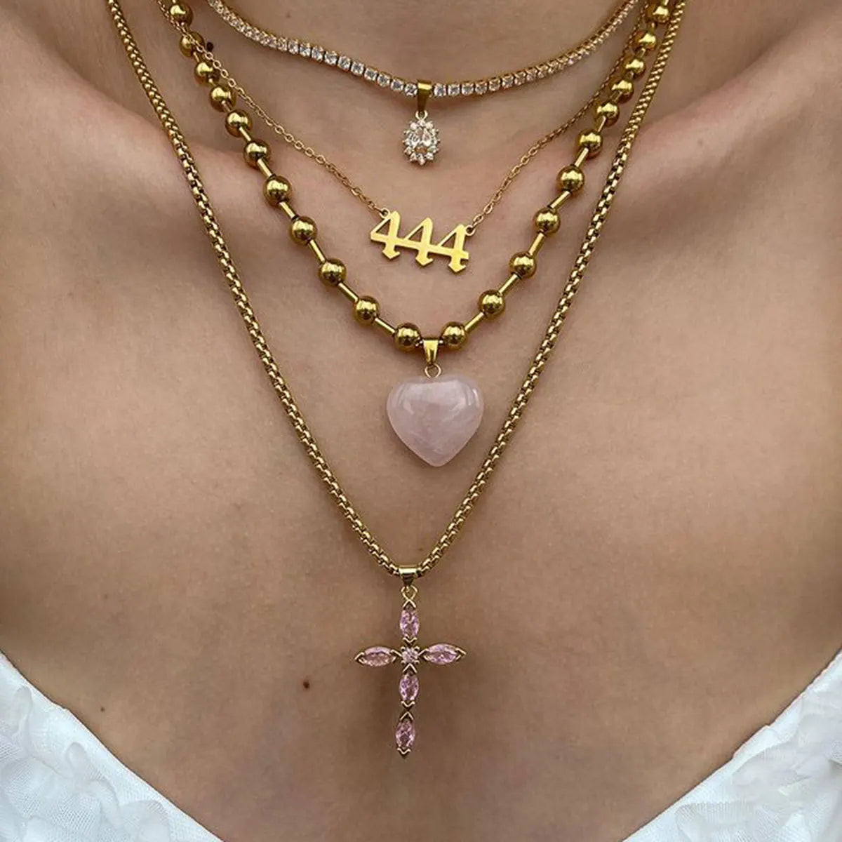 Layered Heart Necklace — Stainless Steel · PS152