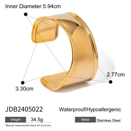 Sculptural Wide Cuff Bracelet — Stainless Steel · PS033