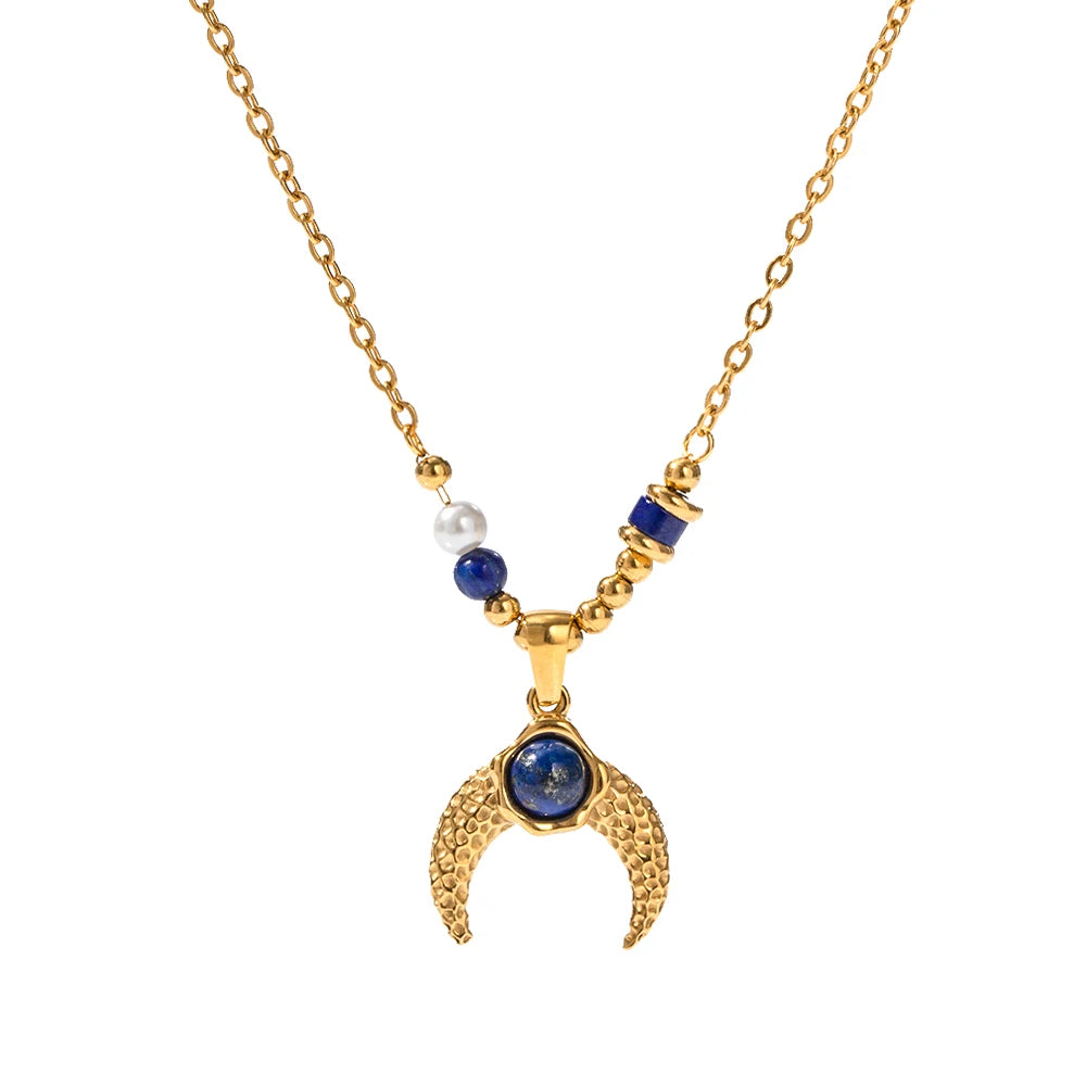 Pearl Coin Charm Necklace — Stainless Steel · PS173