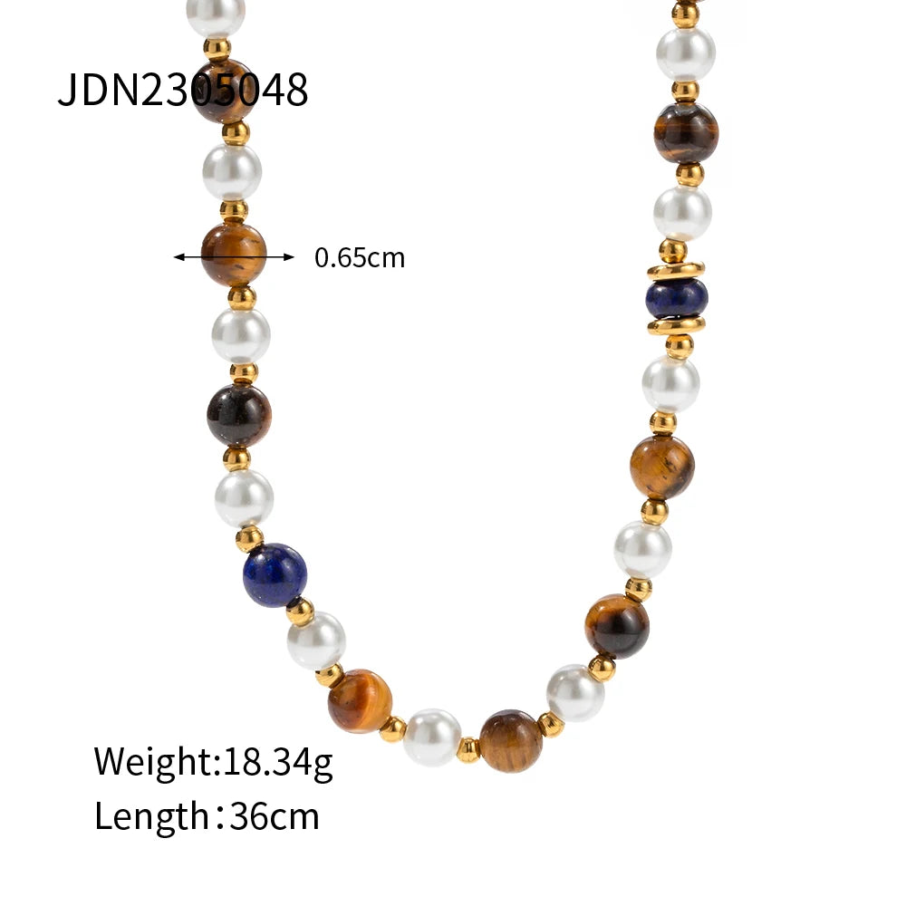 Pearl Coin Charm Necklace — Stainless Steel · PS173