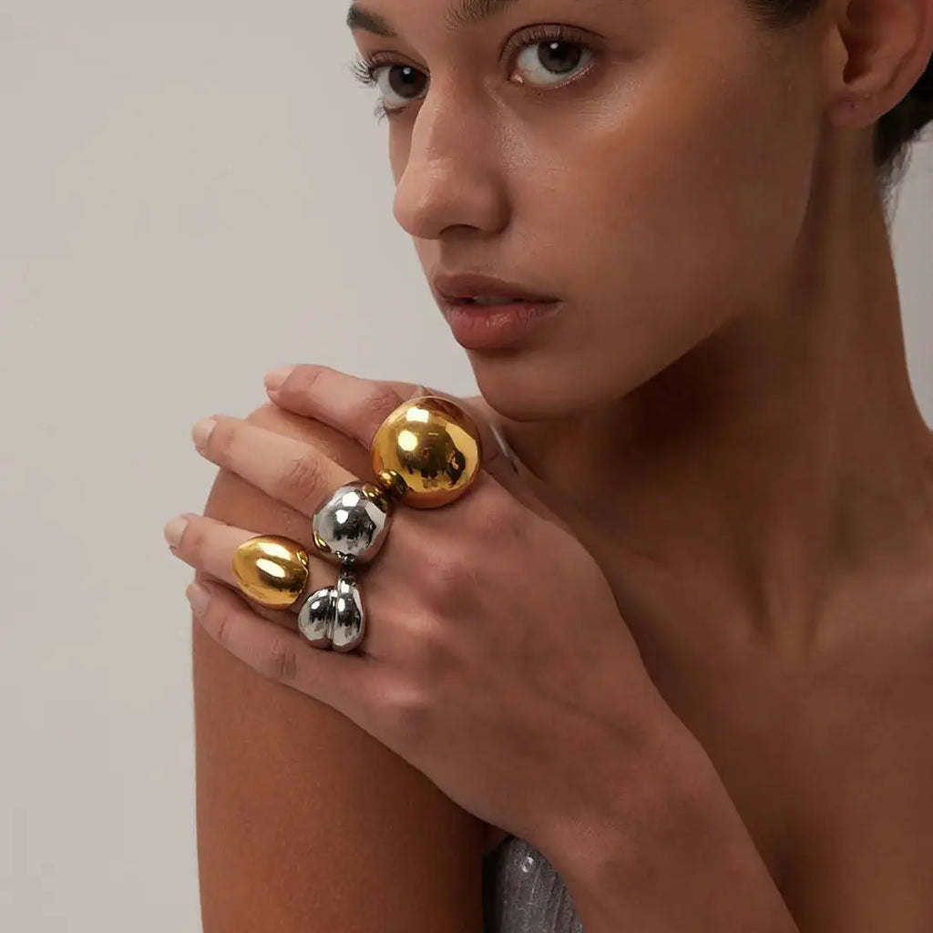 Waterdrop Geometric Ring — Stainless Steel · PS373