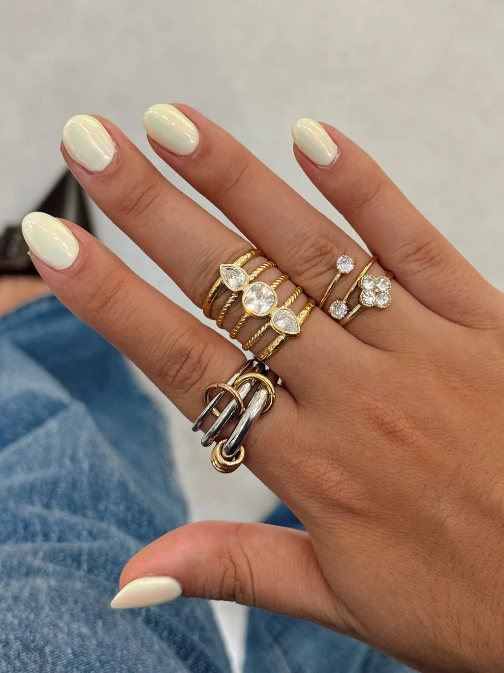 Layered Statement Ring Stack — Stainless Steel · PS248