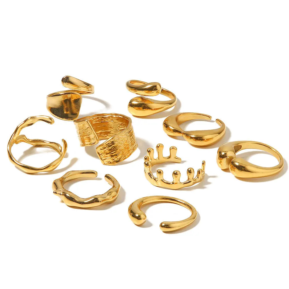 Waterdrop Irregular Ring — Stainless Steel · PS374