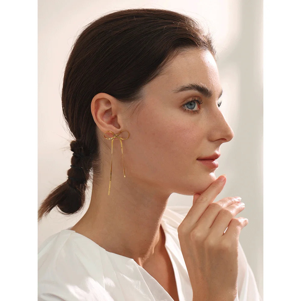 Gold-plated stainless steel earrings with a simple design.