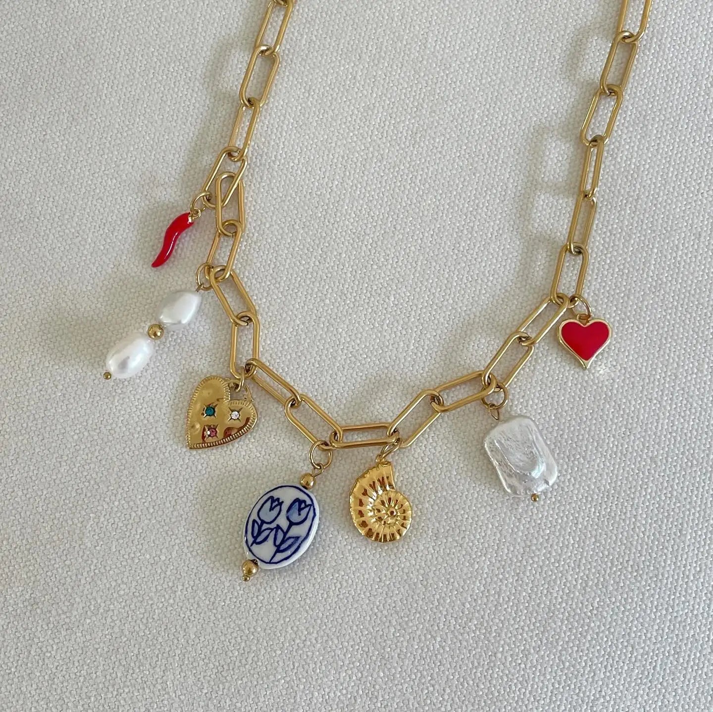 Starfish Conch Pearl Necklace — Stainless Steel · PS346