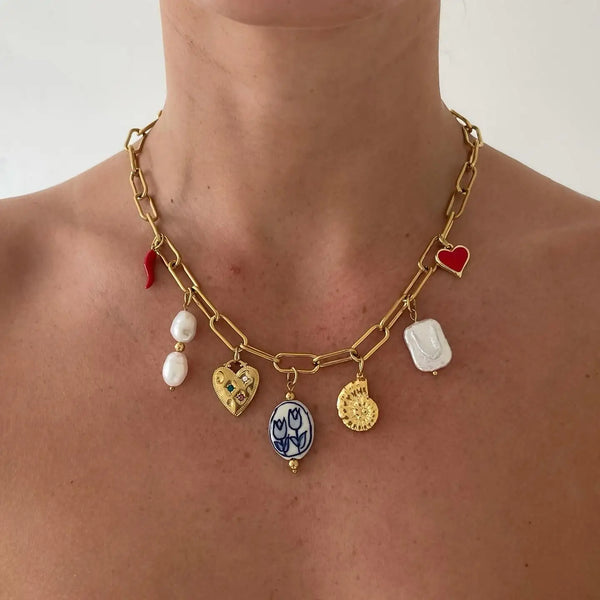 Starfish Conch Pearl Necklace — Stainless Steel · PS346