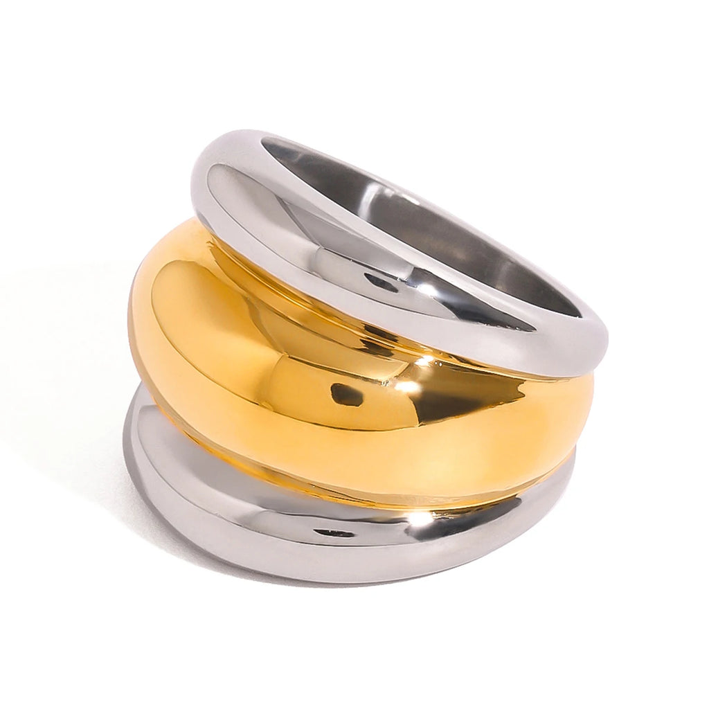 Chunky Dome Ring Stack — Stainless Steel · PS274