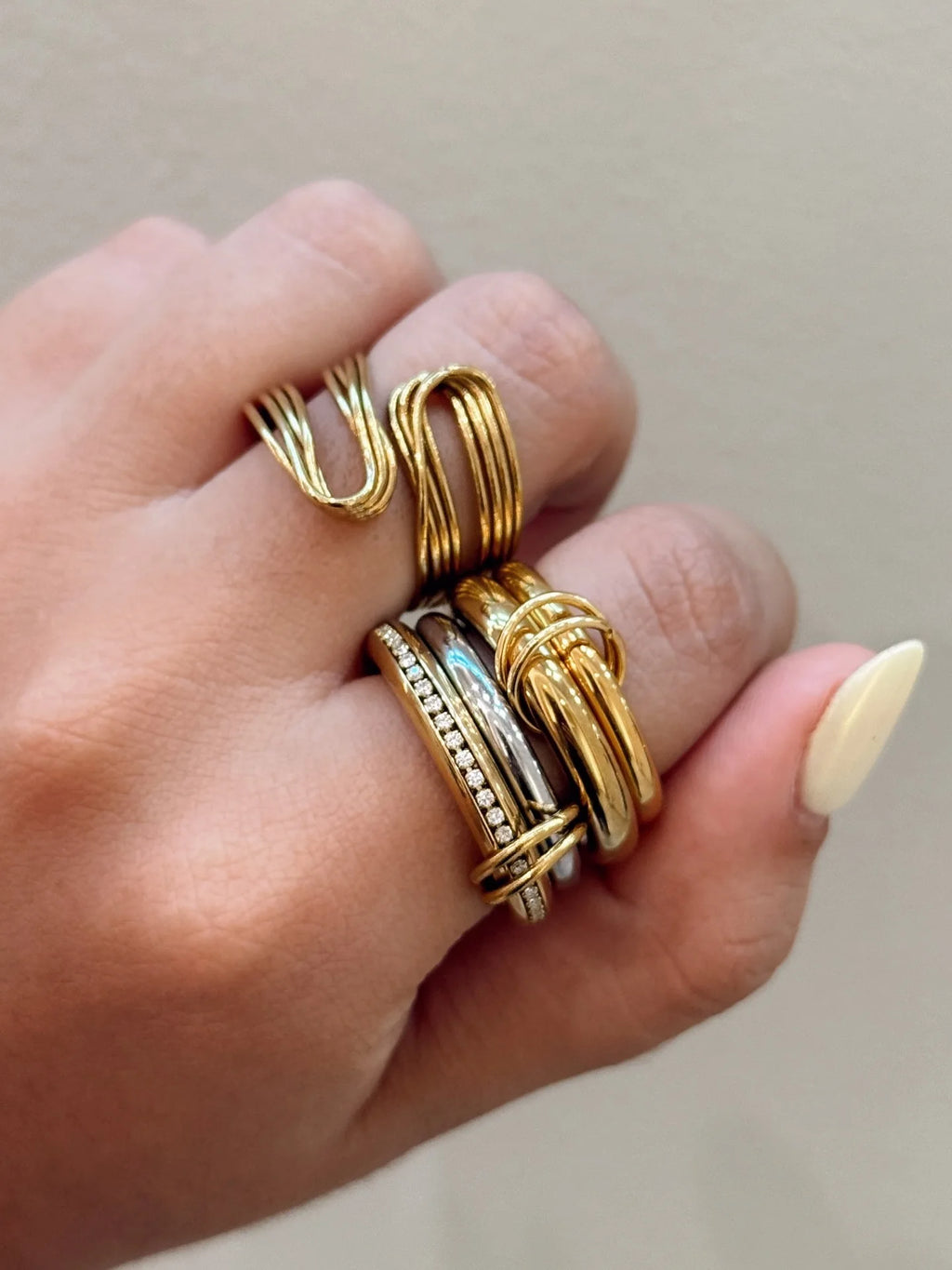Layered Statement Ring Stack — Stainless Steel · PS248