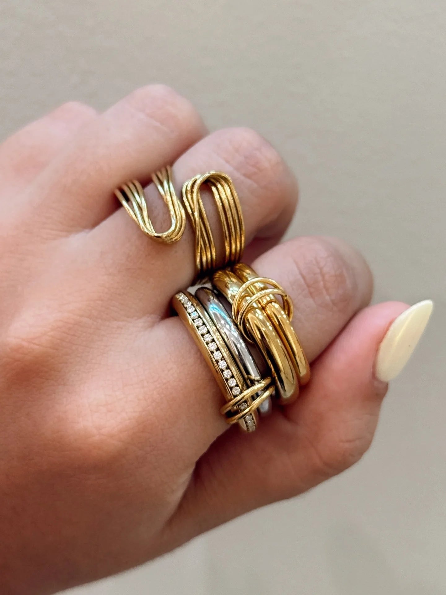 Layered Statement Ring Stack — Stainless Steel · PS248