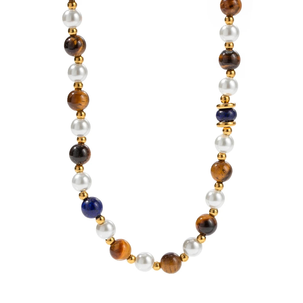 Pearl Coin Charm Necklace — Stainless Steel · PS173
