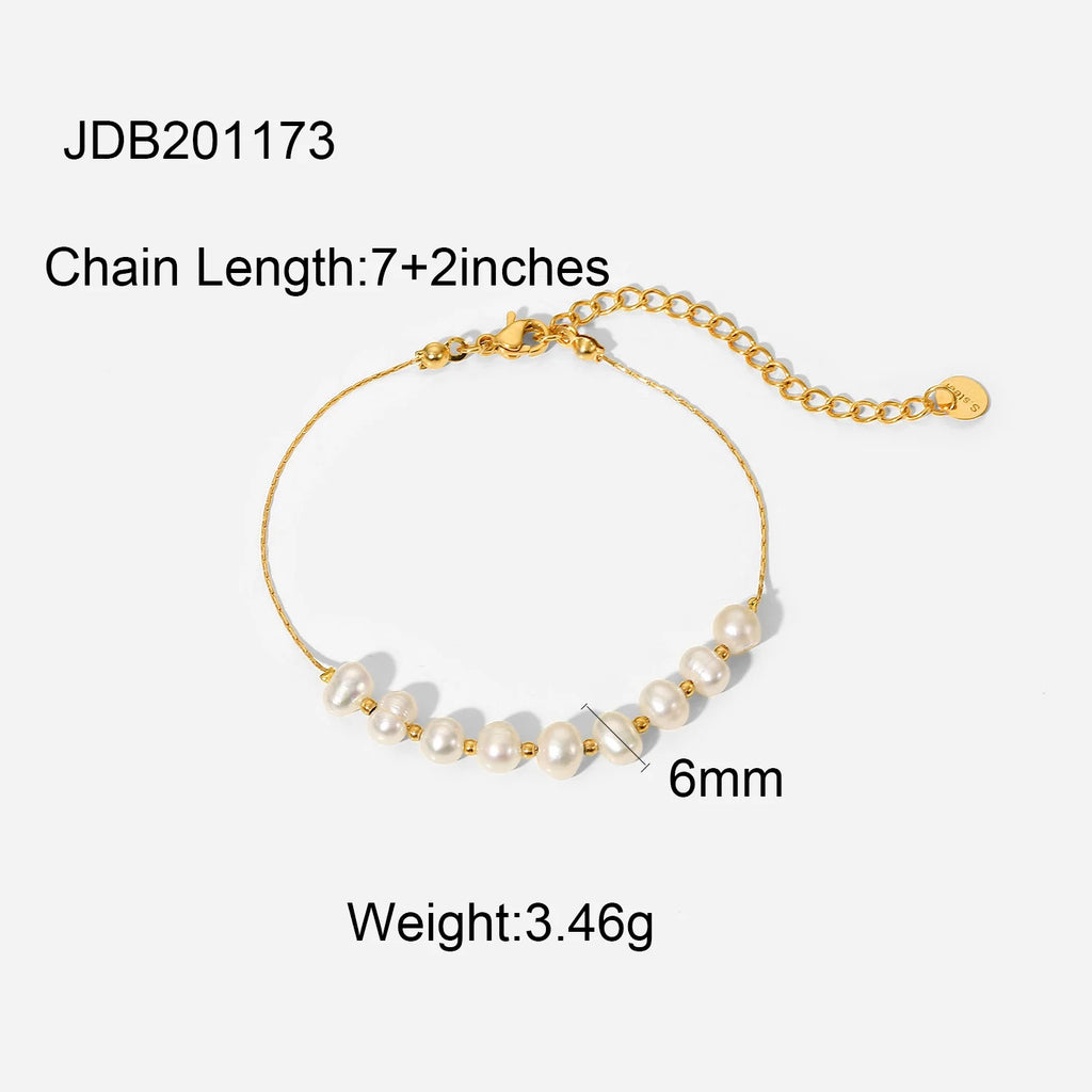Pearl Toggle Bracelet Stack — Stainless Steel · PS029