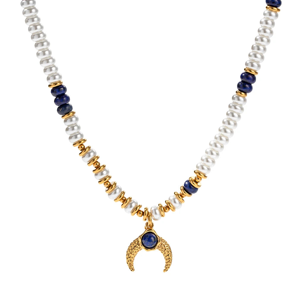 Pearl Coin Charm Necklace — Stainless Steel · PS173