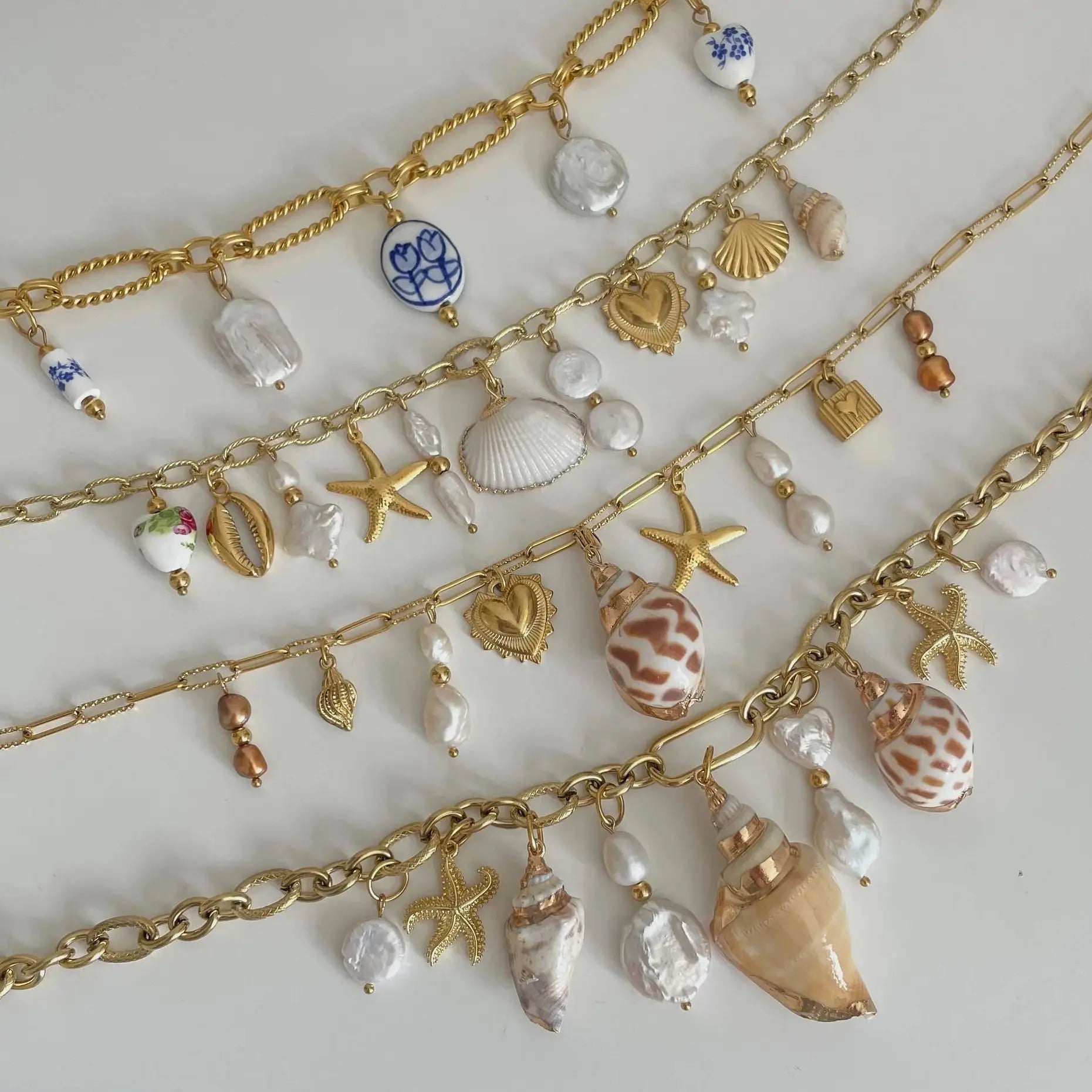 Starfish Conch Pearl Necklace — Stainless Steel · PS346