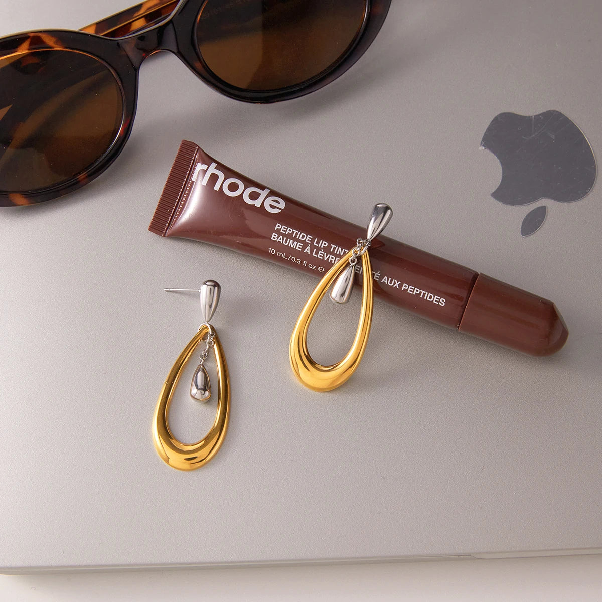 Teardrop Hoop Earrings — Stainless Steel · PS117