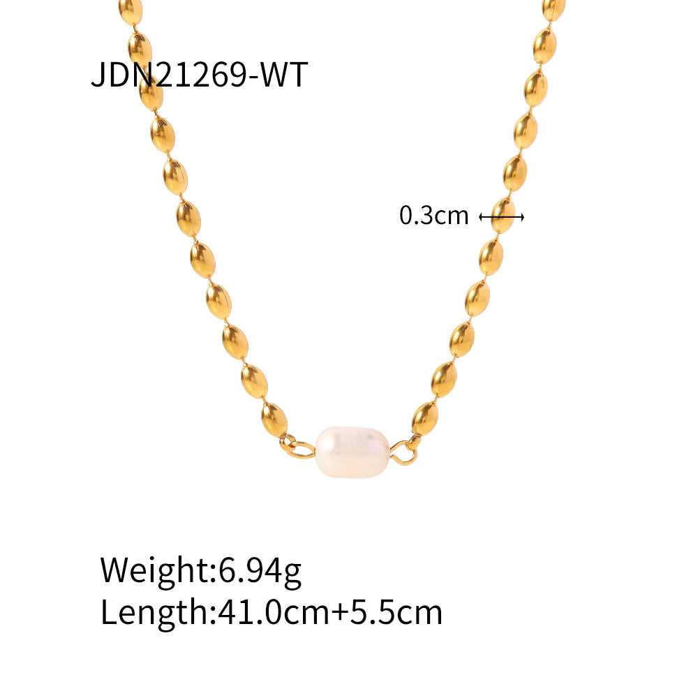 Angel Cross Pearl Necklace — Stainless Steel · PS278