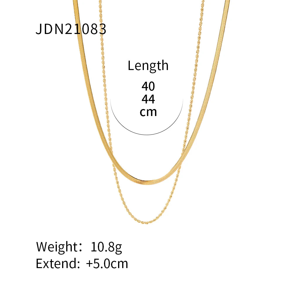 Layered Snake Chain Necklace — Stainless Steel · PS174