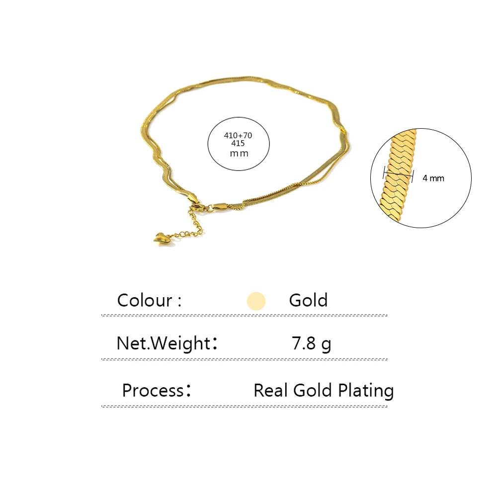 Snake geometric chain necklace in gold-plated stainless steel.