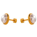 Pearl geometric earrings in gold-plated stainless steel with pearl.