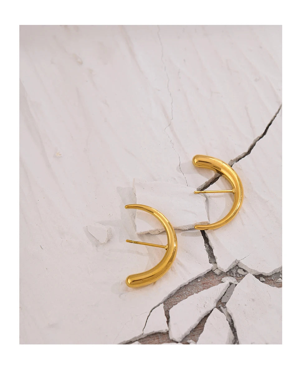 Geometric earrings in gold-plated stainless steel.