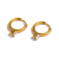 Cubic Zirconia Minimalist Geometric Earrings — Gold-Plated Stainless Steel with Cubic Zirconia · PS1614