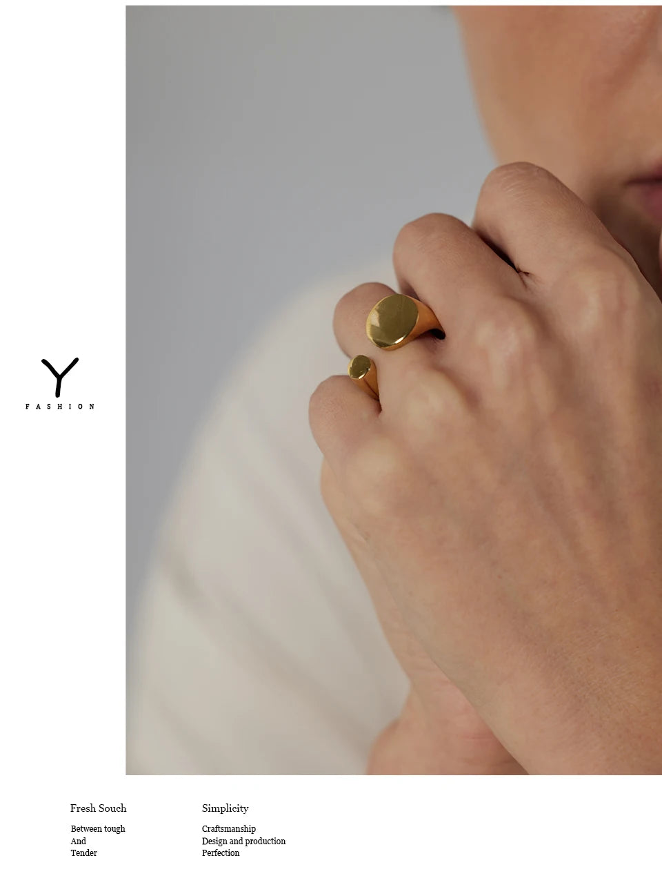 Geometric ring in 18K gold-plated stainless steel.
