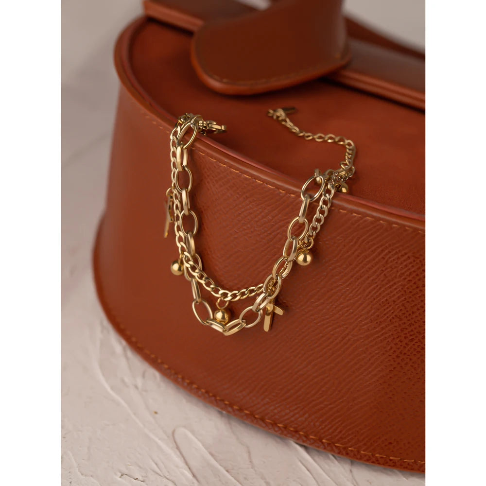 Cross Geometric Chain Bracelet — Gold-Plated Stainless Steel · PS1980