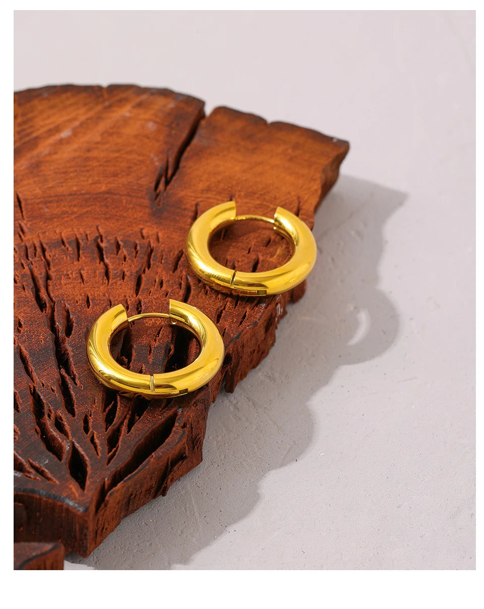 Minimalist geometric earrings in gold-plated stainless steel.