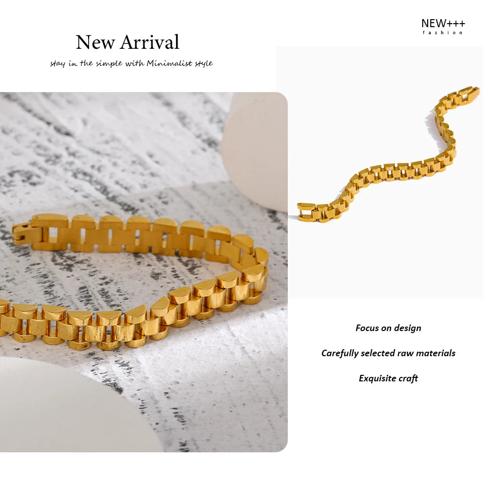 Geometric Chain Bracelet — Gold-Plated Stainless Steel · PS1930