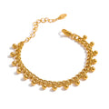 Beaded geometric chain bracelet in 18K gold-plated 316L stainless steel.