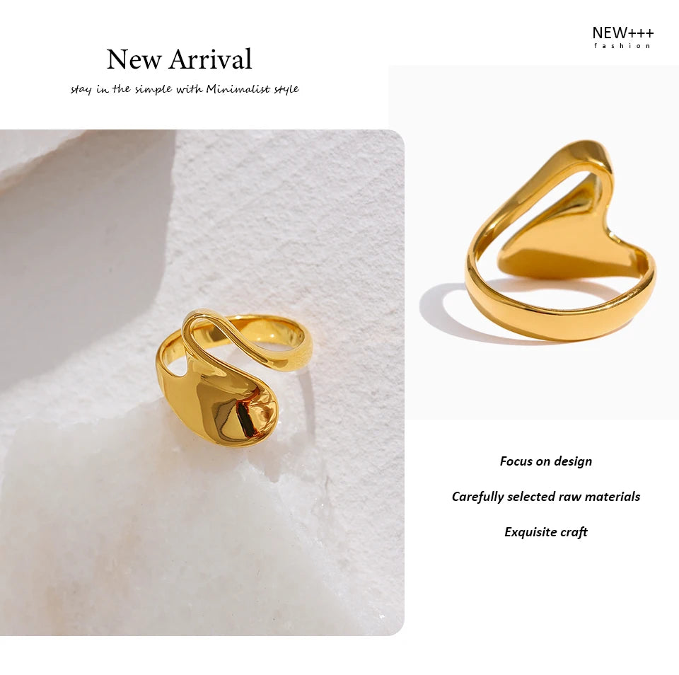 Geometric ring in 18K gold-plated 316L stainless steel.