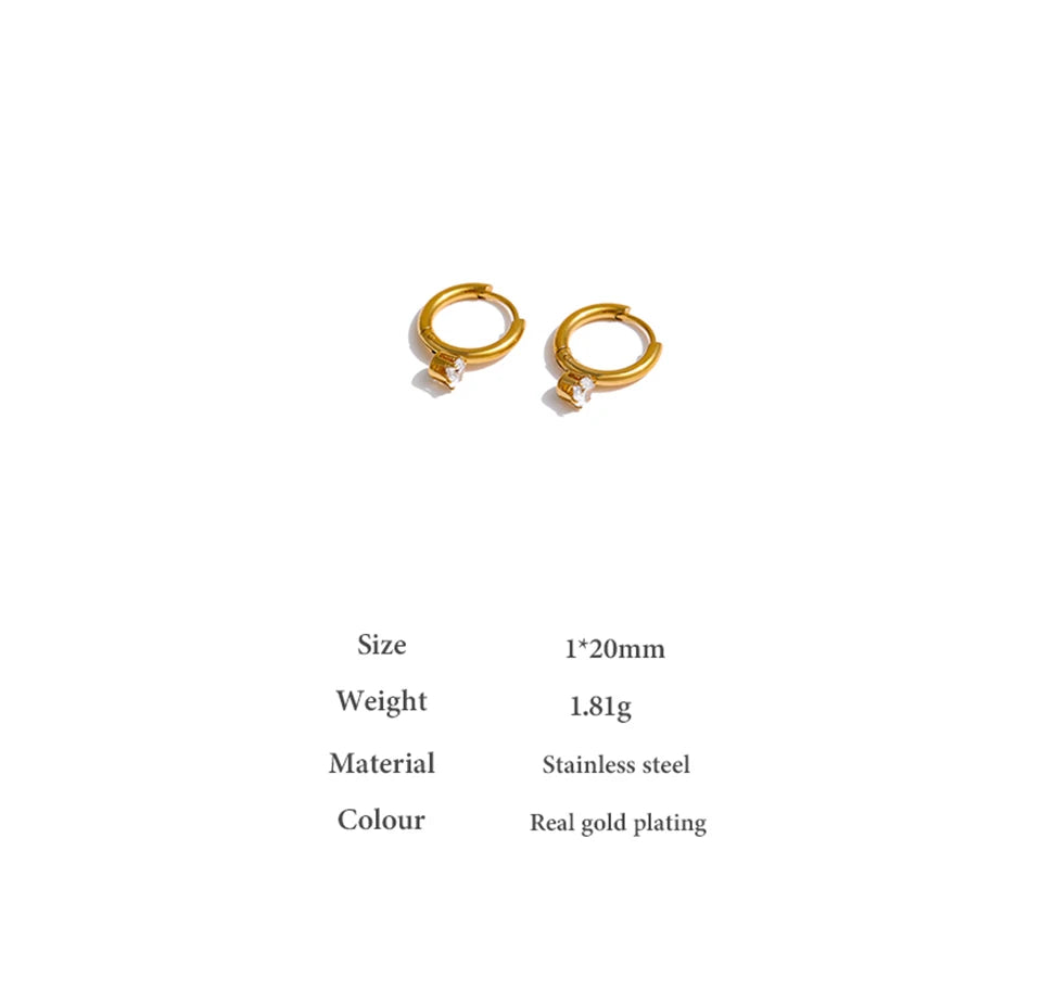 Cubic Zirconia Minimalist Geometric Earrings — Gold-Plated Stainless Steel with Cubic Zirconia · PS1614