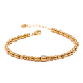 Cubic Zirconia Beaded Geometric Bracelet — Gold-Plated Stainless Steel with Cubic Zirconia · PS1573