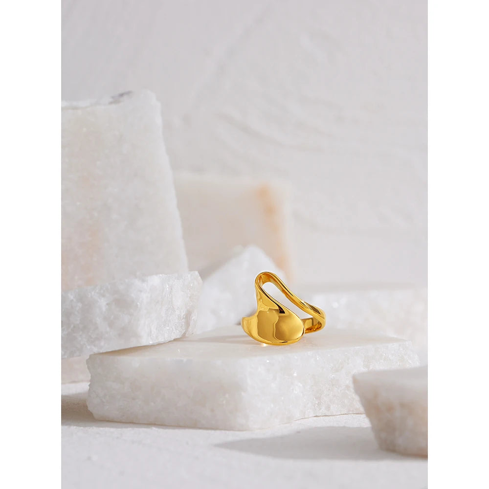 Geometric ring in 18K gold-plated 316L stainless steel.