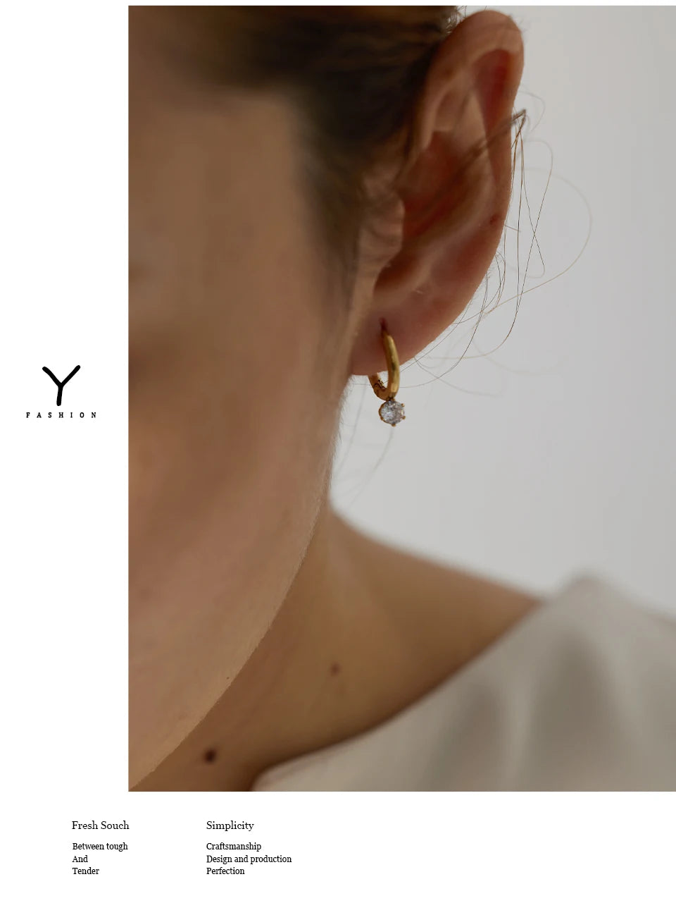 Cubic Zirconia Minimalist Geometric Earrings — Gold-Plated Stainless Steel with Cubic Zirconia · PS1614