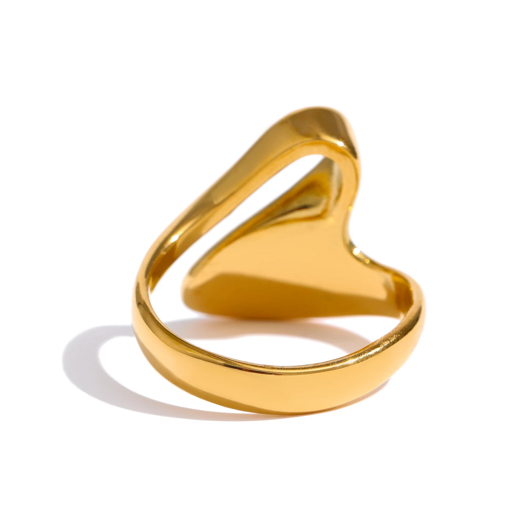 Geometric ring in 18K gold-plated 316L stainless steel.
