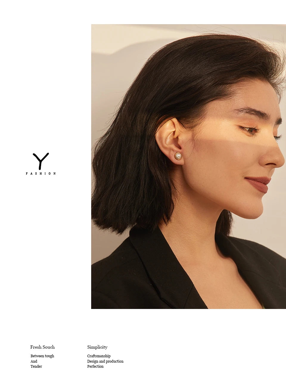 Pearl geometric earrings in gold-plated stainless steel with pearl.